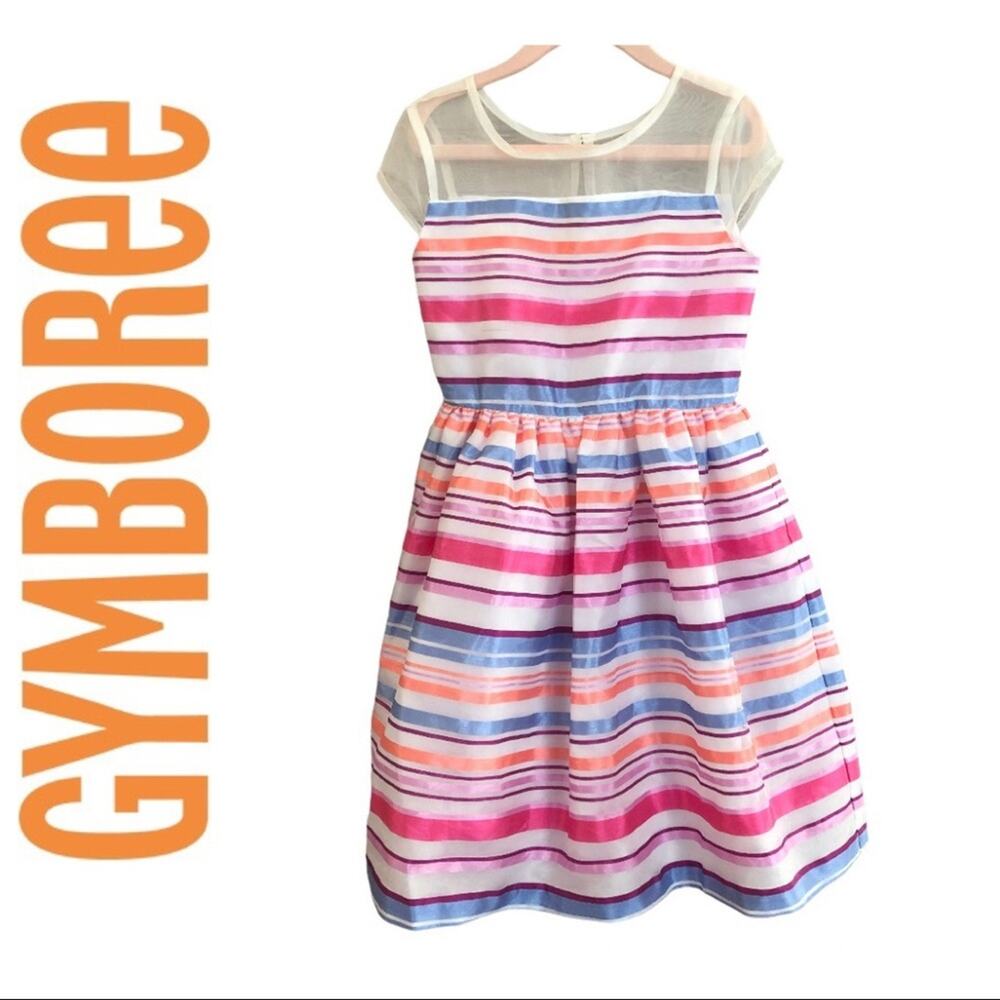 Gymboree Multi Organza Organdy Striped Dress sz 6